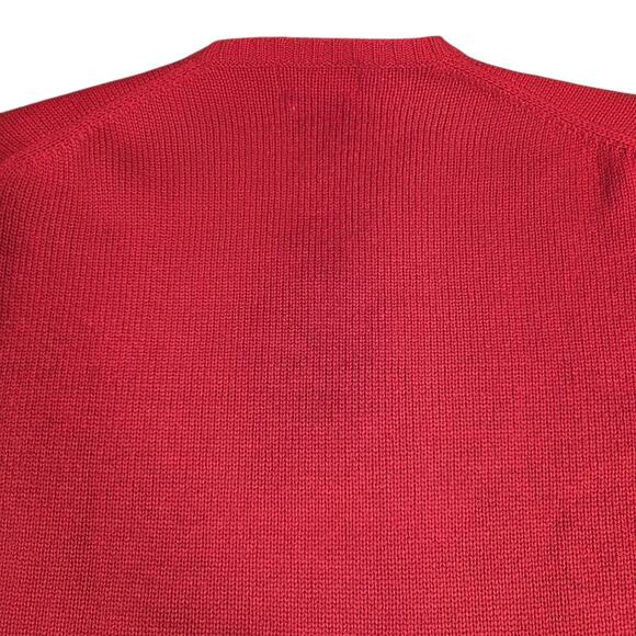 Vintage Polo By Ralph‎ Lauren Sweater Mens XL Red Lambs Wool V Neck Grandpa - Picture 11 of 16